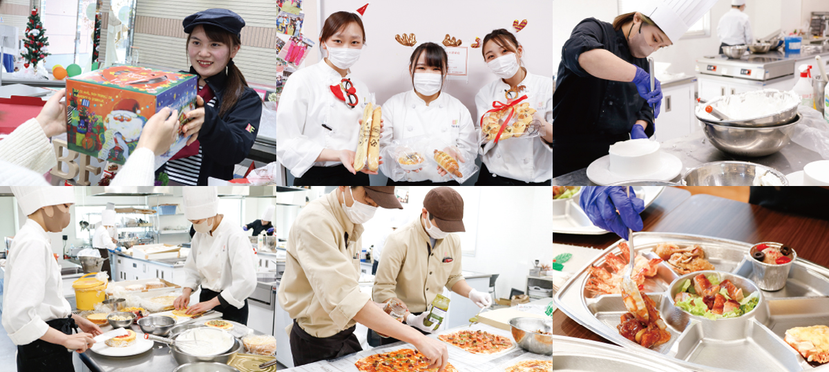 クリスマスフード・ケーキ販売実習の様子